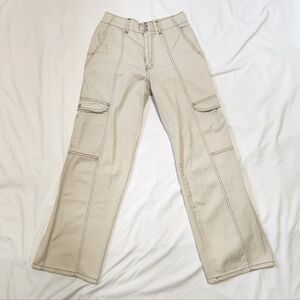 RSQ Cargo‎ Pants Women Small Beige Baggy Loose fit Smock Waist